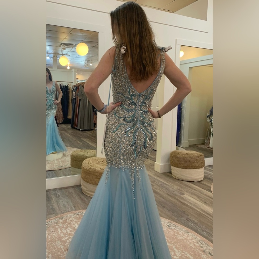 Blue and Silver Evening Gown - Picture 3 of 14